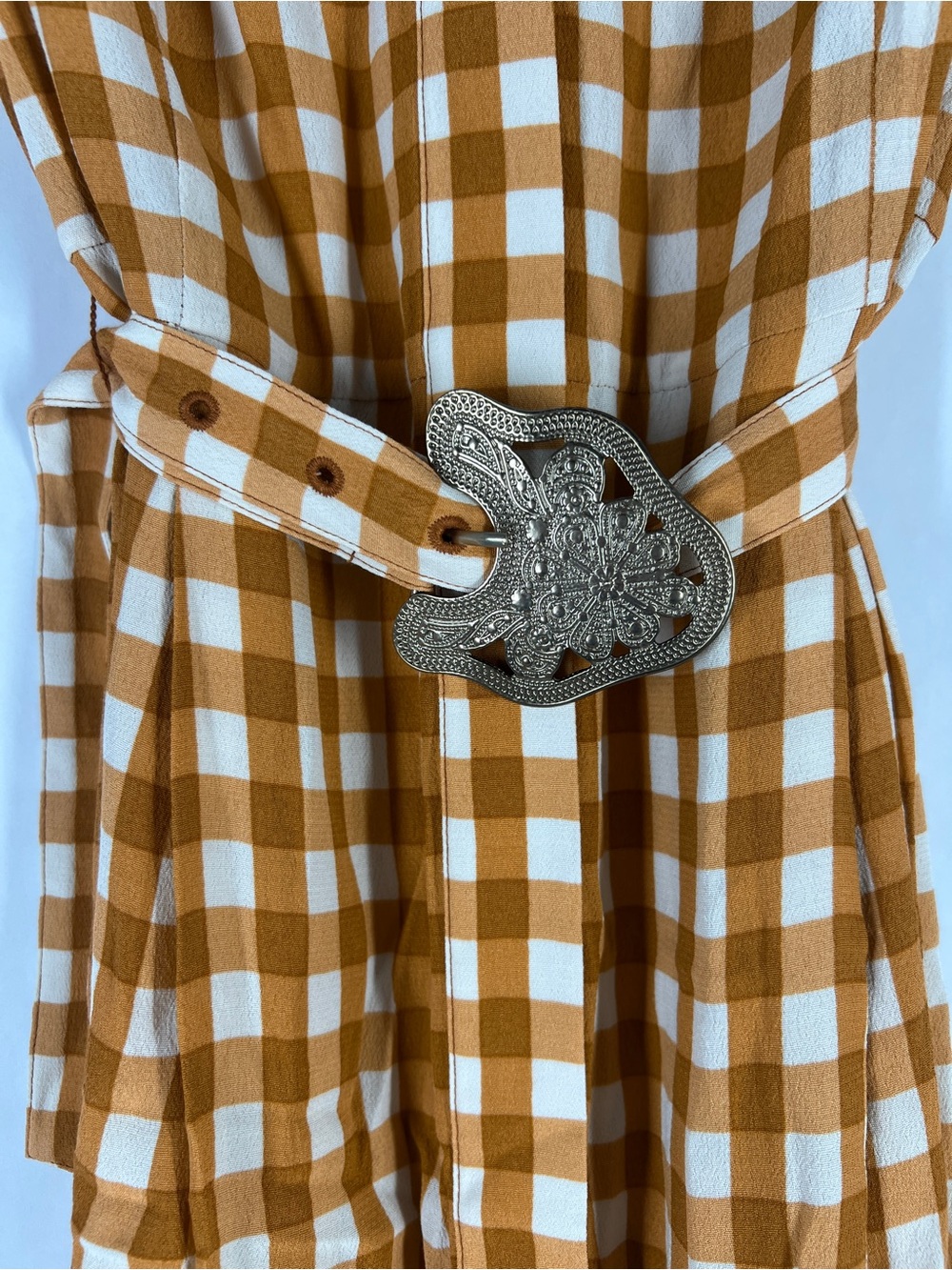 Uterqüe Mustard Gingham Maxi Dress - Picture 5 of 16